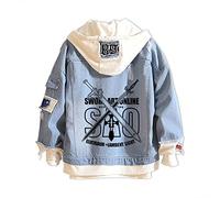 XSLGOGO Sword Art Online Kirito Faux Deux Vestes en Jean SAO Cardigan décontracté à Manches Longues Sweat-Shirt en Denim pour Femmes et Hommes