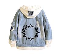 XSLGOGO The Seven Deadly Sins Meliodas Faux Deux Vestes en Jean Dragon's Sin of Wrath Cardigan décontracté à Manches Longues Sweat-Shirt en Denim pour Femmes et Hommes