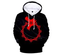 XSLGOGO The Seven Deadly Sins Sweat À Capuche Homme et Femme Imprimé Décontracté Polaire Sweat À Capuche Anime Meliodas Cosplay Costume