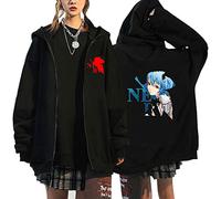 XSLGOGO Unisexe Anime Eva Sweat à Capuche Ayanami Shinji Asuka Cardigan à Capuche avec Fermeture éclair Sweat-Shirt Eva Engel Cosplay Evangelion