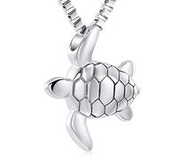 XSMZB Collier avec pendentif urne funéraire en forme de tortue de mer en acier inoxydable pour animal de compagnie/humain, 0.83 x 0.71 inches (18 x 21 x 7 mm), Acier inoxydable, Sans_pierre