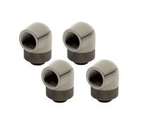 XSPC Adaptateur coudé 90° G1/4 mâle vers G1/4 femelle – rotatif – noir/chrome – Pack de 4