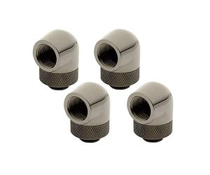 XSPC Adapter 90 Grad G1/4 Zoll AG Auf G1/4 Zoll IG - drehbar, Schwarz Chrome, 4er-Pack