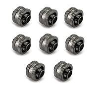 XSPC G1/4" Compression Fitting 3/8" ID 5/8" OD 16/10mm V2 Pack of 8 Black Chrome
