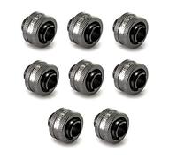 XSPC G1/4" Compression Fitting 7/16" ID 5/8" OD 16/11mm V2 Pack of 8 Black Chrome