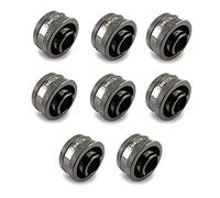 XSPC G1/4" to 1/2" ID, 3/4" OD Compression Fitting V2 for Soft Tubing, Black Chrome, 8-Pack