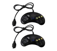 Xspeedonline Lot de 2 manettes de jeu filaires à 6 boutons compatibles avec Sega Genesis pour Nintendo SNES Platform, noir
