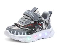XSportmode Chaussures lumineuses à LED for enfants, baskets de printemps et d'automne for garçons dinosaures de 1 à 6 ans, baskets clignotantes for l'intérieur et l'extérieur(Gray,28 EU)