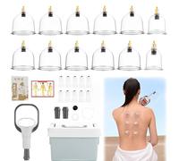XSQD 12 Pièces Ensemble Traitement Ventouse, U-joint Thérapie Magnétique, Réservoir D'air Sous Vide Avec Pistolet à Pression, Portable à Transporter, Massage Chinois pour Soulager Fatigue et Douleur