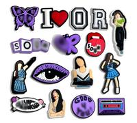 XSRIYON Lot de 16 breloques violettes pour chaussures avec trous, breloques sur le thème de la musique, cadeaux parfaits pour garçons et filles, plastique, sans pierre précieuse, Plastique, Pas de