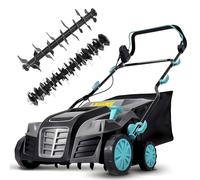 XSSIVE Scarificateur et aérateur de pelouse, râteau à gazon électrique 15 A avec largeur de travail de 40 cm, 5 positions, bac à gazon 14,5 GaL, poignée pliable