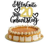 Xsstarmi 1 lot de 20 décorations de gâteau d'anniversaire - Paillettes noires et dorées - Décoration de gâteau d'anniversaire pour 20e anniversaire - Décoration de fête à thème