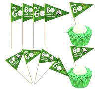 Xsstarmi Let's Par 6 Lot de 40 cure-dents en forme de drapeaux de golf pour sixième anniversaire pour fête prénatale, 6e anniversaire, fête de golf, décorations de gâteaux