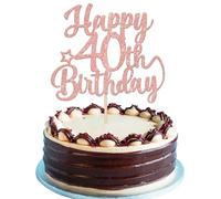 Xsstarmi Lot de 1 décoration de gâteau d'anniversaire « Happy 40th Birthday » à paillettes « Cheers to 80 Years Birthday » - Fabuleux pic de gâteau sur le thème du numéro 40 - Fournitures de