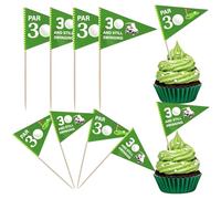 Xsstarmi Lot de 40 cure-dents en forme de drapeaux de golf pour cupcakes Par 3 Let's Par 3 - Pics à cocktail pour fête prénatale, 3e anniversaire - Décorations de gâteaux