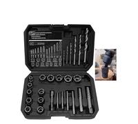 XSTARYE 26 Pièces Kit Extracteur de Vis Cassée Douille Extracteur de Boulon Avec Adaptateur Hexagonal Extracteurs de Tarauds pour Boulons, écrous et Vis Endommagés et Rouillés