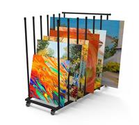 Xstermism Étagère de rangement pour toile d'art, étagère de rangement avec poignée et roulettes pour planche à dessin, panneau, bloc de papier pour studios d'art, œuvres d'art, galerie, noir