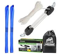 XSTRAP STANDARD Heavy-Duty 2,000LB 50 Feet Reflective Rope Hoist Pulley 1 Ton Wheel Block and Tackle System 5:1 Ratio Lifting Power with 2PK 18 inch Soft Loop (Upgraded 50ft White)