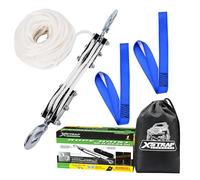 XSTRAP Standard Palan à Corde Robuste, Poids de Rupture de 907 kg, Corde de 15 m, poulies en métal, Charge de 453 kg, Blanc