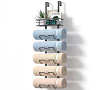 Xstydes Porte-Serviettes en métal à 6 Niveaux avec Panier de Rangement - Noir