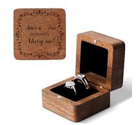 XSTZR Boîtier à alliance personnalisable - Écrin cérémonie en Noyer massif à 2 compartiments - Coffret gravé pour fiançailles, anniversaire, Noël et Saint-Valentin pour fiancée, épouse, mari
