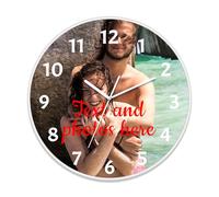 XSTZR Horloge Murale personnalisée avec Photo, horloges Modernes à Piles 8 Pouces, Ronde, silencieuse, analogique, Classique, pour Bureau, Maison, Salle de Bain, Cuisine, Chambre, école (Blanc)