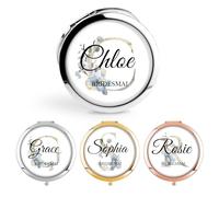 XSTZR Miroir de Poche personnalisé - Miroir Compact sur Mesure avec prénom ou Monogramme, Accessoire de Maquillage Portable pour Femme, idéal pour Sac à Main ou Voyage (Initiales)