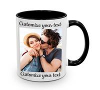 XSTZR Mug personnalisé avec photo et texte, en céramique, 325 ml/445 ml. Personnalisable avec votre nom ; un cadeau unique pour la famille, les amis ou votre partenaire. (Noir et blanc)