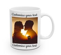 XSTZR Mug personnalisé avec photo et texte, en céramique, 325 ml/445 ml. Personnalisable avec votre nom ; un cadeau unique pour la famille, les amis ou votre partenaire. (Blanc)