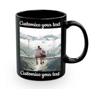XSTZR Mug personnalisé avec photo et texte, en céramique, 325 ml/445 ml. Personnalisable avec votre nom ; un cadeau unique pour la famille, les amis ou votre partenaire. (Noir)