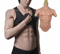 XSWL Combinaison Musculaire en Silicone, Faux Torse Masculin réaliste, Costume Musculaire simulé pour Cosplay, Halloween, transgenre.,Color 2,S
