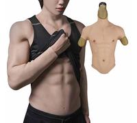 XSWL Costume musclé en Silicone, Faux Torse Masculin réaliste, Costume musclé simulé pour Cosplay, Halloween, transgenre.,Color 3,L