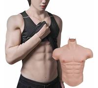 XSWL Costume musclé en Silicone, Plastron Masculin réaliste, col Montant, Faux abdominaux Haut de Gamme pour Cosplay, Halloween, transgenre.,Color 1,M