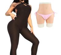 XSWL Culotte en Silicone avec vagin Artificiel, sous-vêtement pour rehausser Les Hanches et Les Fesses, Shaper dissimulant Les gaffs, pour Personnes transgenres.,Wheat Colored,One Size