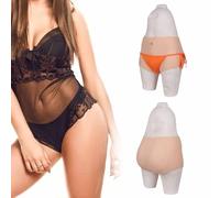 XSWL Culotte réaliste en Silicone avec vagin Artificiel pour transgenres, Culotte avec Fente Amovible pour travestis,Marron,L