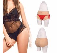 XSWL Culotte vaginale en Silicone pour Personnes transgenres, enfichable, dissimulable, Culotte réaliste avec Fausse vulve pour travestis,Marron,L