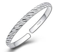 XSXSX Silver bangles for women,silver bangle,Women 925 Sterling Silver Bracelet Hand Carve Matte Twill Cuff Bangle Classic Bracelet Ladies Silver Jewellery BirthdayFor Sisters Friend Couples