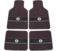 XSYBHD pour Nissan 350Z 2002-2009 Tapis de Sol de Voiture,en Cuir sur Mesure Avant Arrière Tapis de Sol Automobile Protecteurs, Tous Temps Carmats (Black Red)