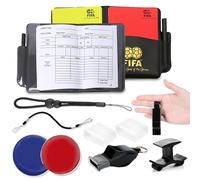 XSYKJGS Kit Arbitre Football, Carton Arbitre Football Set avec PVC Carton Rouge et Jaune Foot, Porte-clés Sifflet, Porte-clés Court, Pochette Carnet de Scores pour Le Football Sport Scolaire Sport