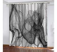 xszhqxxla 3D Rideau Salon Occultant Impression De Texture Noir Et Blanc 170X200Cm Rideaux Occultants Thermiques pour Chambre/Salon Tringles, Isolant Thermique, Phonique Et Energie Efficient, Lot De 2