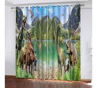 xszhqxxla Rideau Occultant Enfant Dinosaure Animal De Dessin Animé 170X200Cm Rideaux Occultants d'enfant 3D 100% Polyester Isolé Thermiquement Convient Aux Rideaux du Salon De La Chambre des Enfants