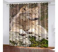 xszhqxxla Rideau Occultant Enfant Loup Animal De La Forêt 170X200Cm Rideaux Occultants D'Enfant 3D 100% Polyester Isolé Thermiquement Convient Aux Rideaux Du Salon De La Chambre Des Enfants