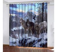 xszhqxxla Rideau Occultant Enfant Loup Des Neiges Des Animaux D'Hiver 150X166Cm Rideau Occultant 3D Rideau De Fenêtre Isolant Thermique Et Phonique En Polyester Pour Chambre D'Enfant Cuisine Salon Déc