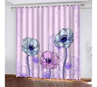 xszhqxxla Rideaux Avec Oeillets Salon Art Abstrait Fleur Pourpre 280X180Cm Occultant Polyester Rideaux Pack 2 Panneaux - Pour Fenêtres Avec Occultant Et Isolation Thermique Chambre D'Enfant Rideaux