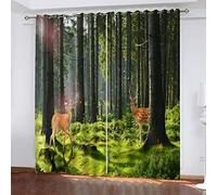 xszhqxxla Rideaux avec Oeillets Salon Élan des Animaux De La Forêt 140X100Cm Occultant Polyester Rideaux Pack 2 Panneaux - pour Fenêtres avec Occultant Et Isolation Thermique Chambre d'enfant Rideaux