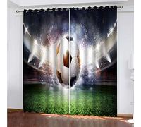 xszhqxxla Rideaux Occultants A Oeillets Terrain De Football Sportif 150X166Cm 3D Chambre D'Enfant Cuisine Salon Décoration 3D Impression Rideau Occultant Polyester 2 Pièce Rideaux Chambre De Garçon, S