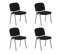HJH Office Chaises visiteurs XT 600, Lot de 4, tissu noir/argenté, rembourrées, empilables