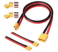 XT60 Connecteur Mâle à Femelle avec Fil de 50cm 12AWG,1 Paire Rallonges de Câble XT60 Mâle vers Femelle Connecteurs avec Fil de 10cm,2 Paires XT60 Bullet Connectors Plugs
