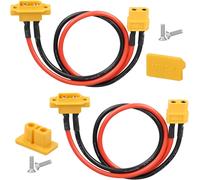 XT60 Li Battery Connector XT60E-M to XT60 Female Fixed Mount Cable Aircraft Model Bulkhead Mount Extension Adapter 14AWG 25A Case 2 Pack