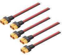 xt60 Power Tail Cable,5 Pack 14awg xt60 Female to Bare Power Cable for RC lipo Battery,Solar Panel,Screen Power Supply (10cm)
